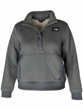 The North Face Girls Gray Snap-T Quilted Pullover Sweatshirt